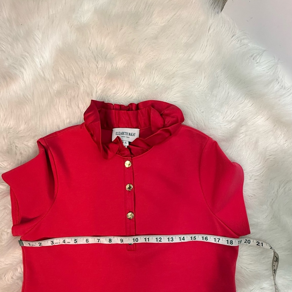 #647 Elizabeth McKay Susan Polo Ruffle Collar Shirt size L - Picture 6 of 10